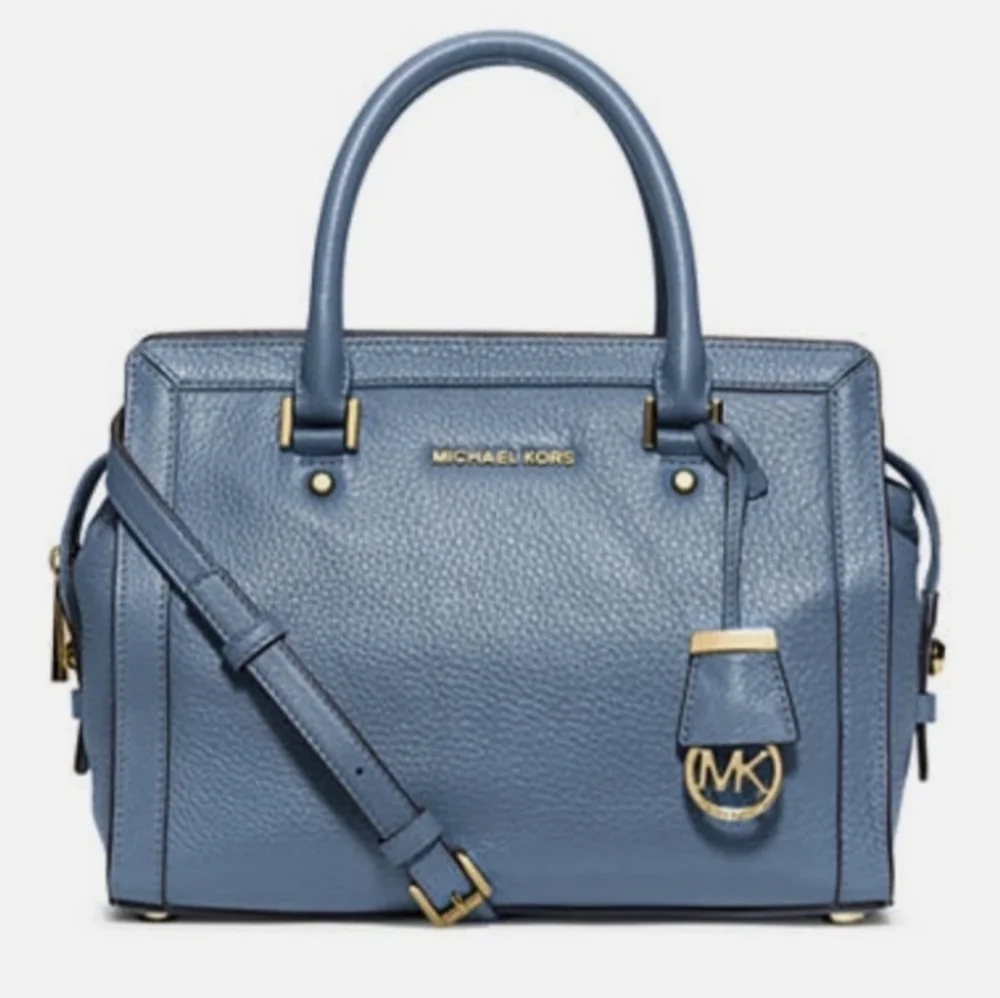 Michael Kors Blue Leather Satchel Crossbody Strap Bag